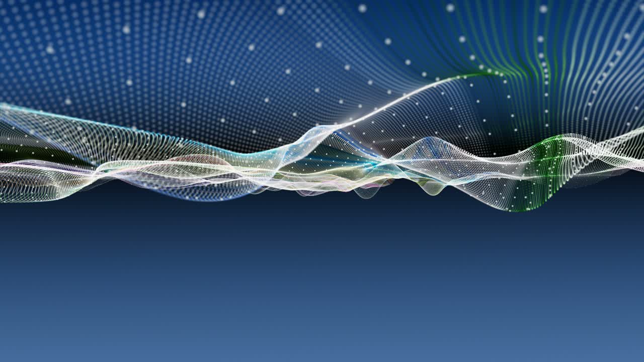 천천히 움직이는 입자 파동 물체와 텍스트를위한 공간, 4096x2304 루프 4k