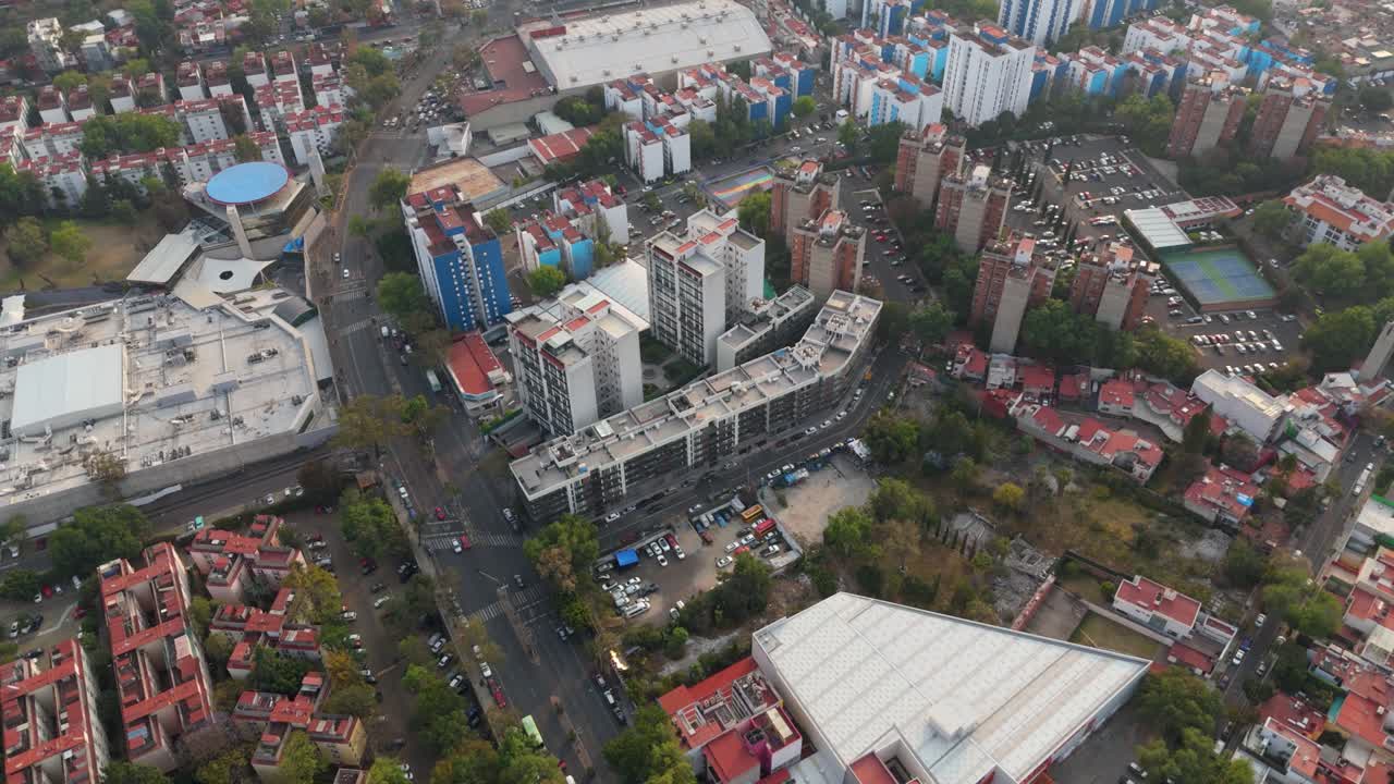Panoramic aerial view of a residential area in Coyoacan neighborhood, CDMX