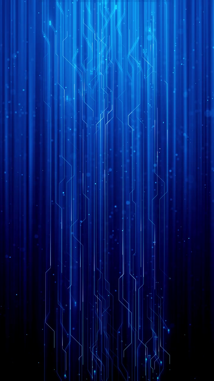 Blue circuit lines tech background with horizontal electronic paths glowing nodes speed blur dark
