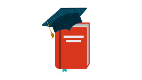 graduation hat with textbook animation