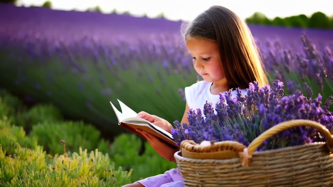 Girl Reading in a Lavender Field