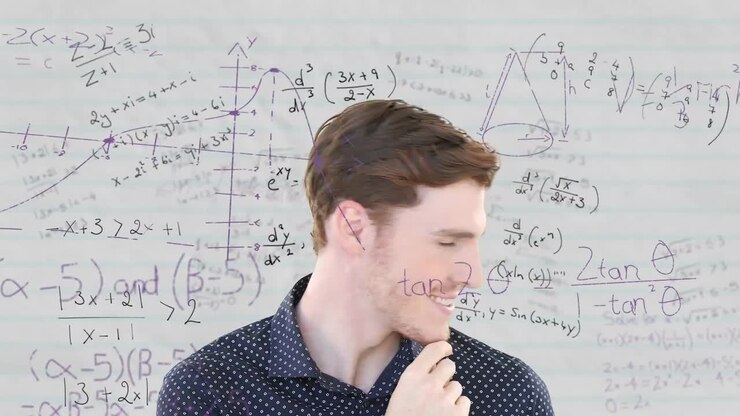 Animation of statistics and data processing over businessman