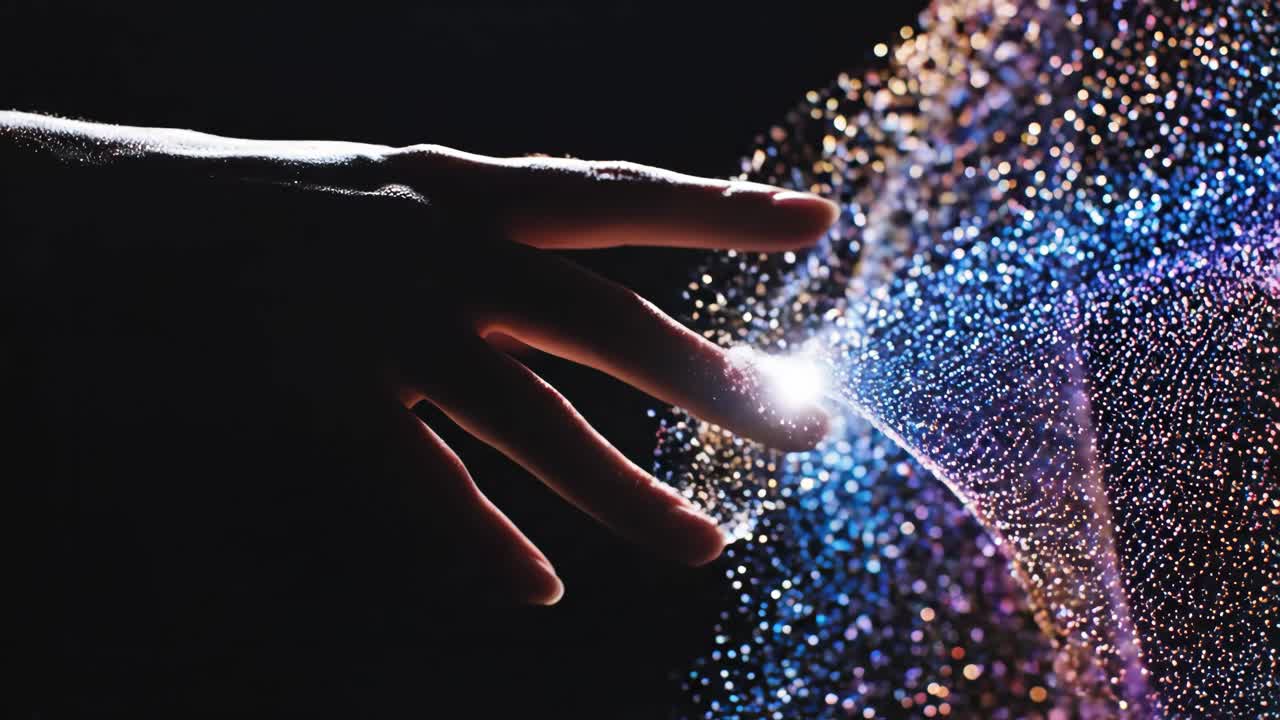 Abstract Hand Touching Particles