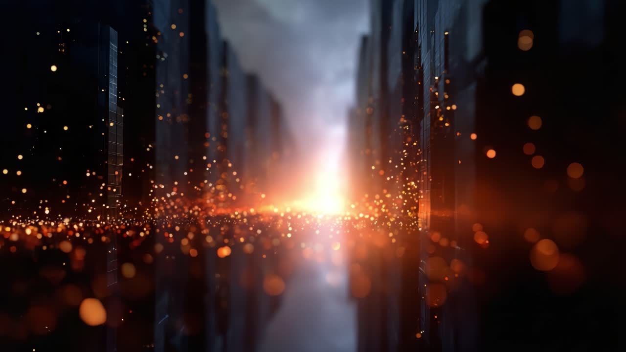 A stunning visual representation of particles glowing amidst a mysterious pathway, with vibrant orbs illuminating the dark surroundings and creating an enchanting atmosphere