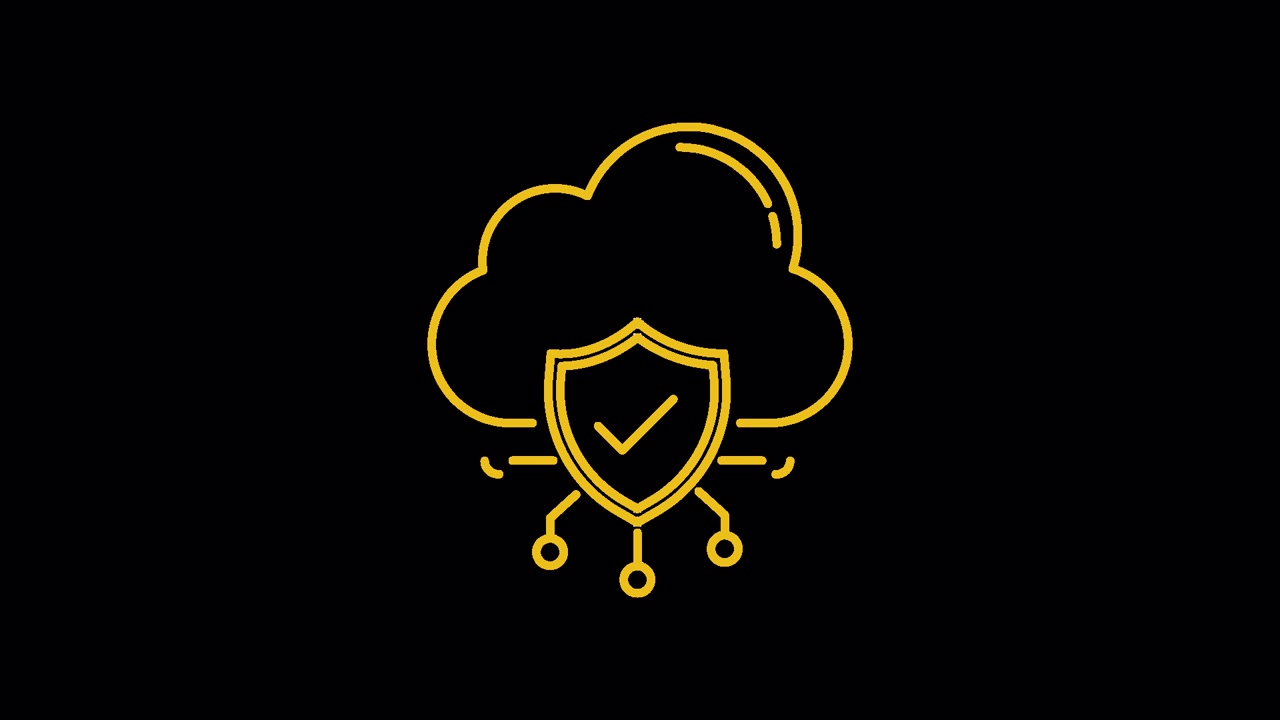 Icona Animata di Sicurezza Cloud con Scudo e Segno di Spunta