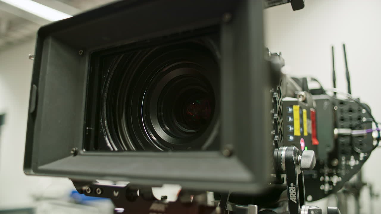 The swing-away mattebox is used on a high end professional cinema camera