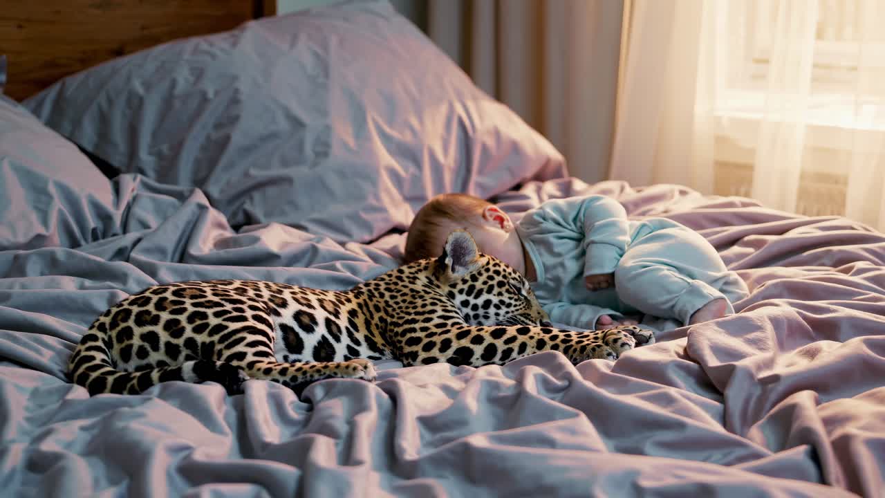 bebé y jaguar durmiendo juntos