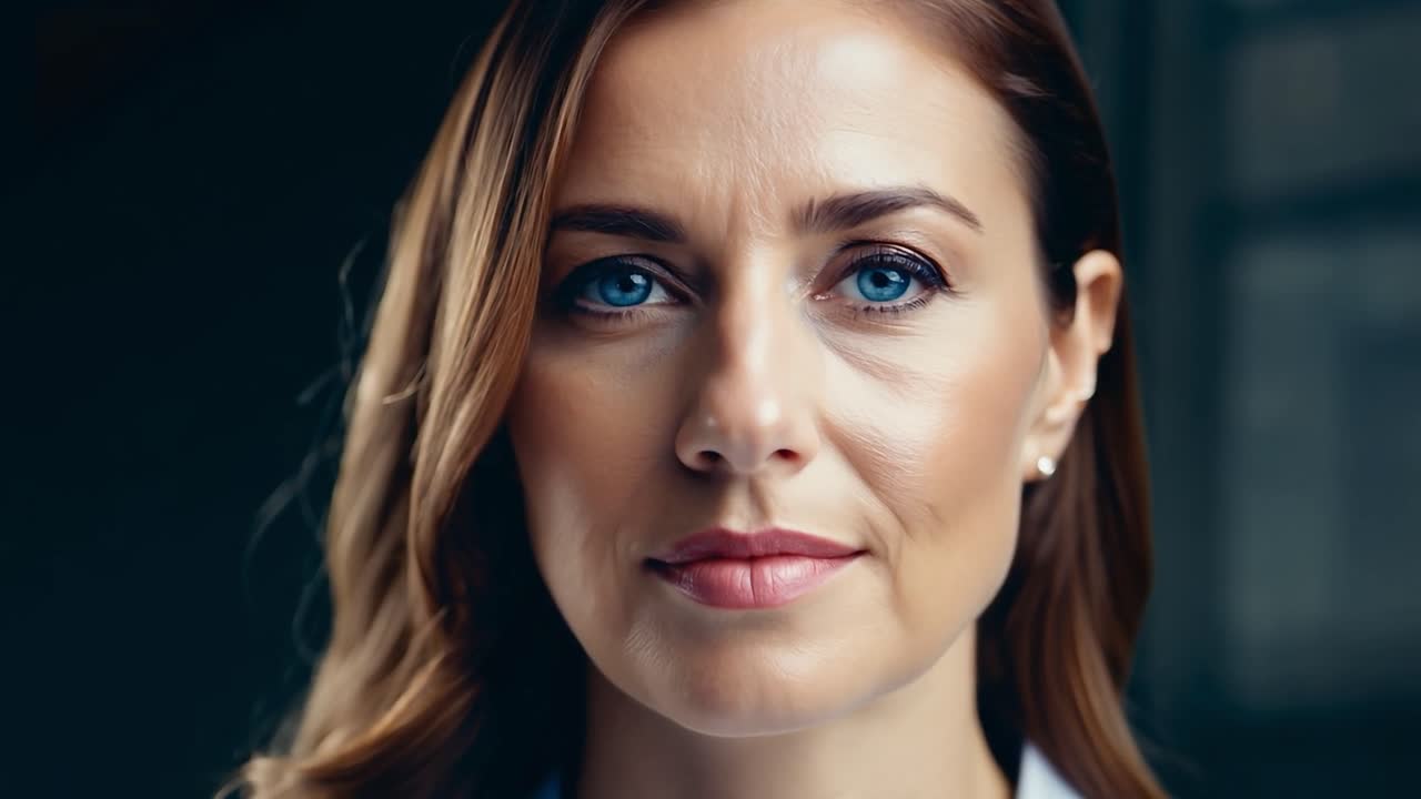 retrato de una mujer segura con ojos azules