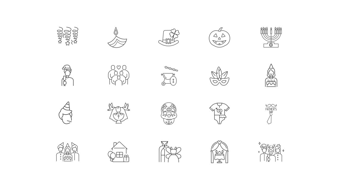 Collection of Holiday and Celebration Icons