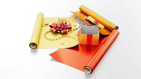 hermoso papel de embalaje de regalos brillantes y caja de regalos, aislado - video de bucle