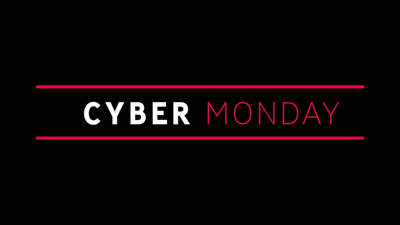 el texto blanco y rojo de cyber monday aparece