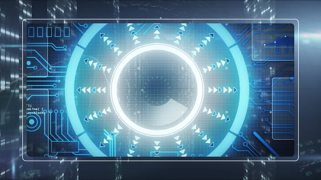 움직이는 기둥 위에서 범위 스캐닝과 함께 데이터 처리 애니메이션