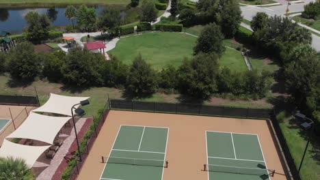 aerial view of perfectly maintained pickleball courts