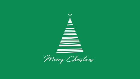 Merry-Christmas-text-with-white-Christmas-tree-on-green-background