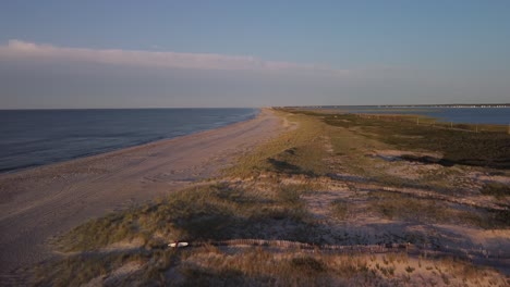 sunset aerial view of ponquogue beach long island new york