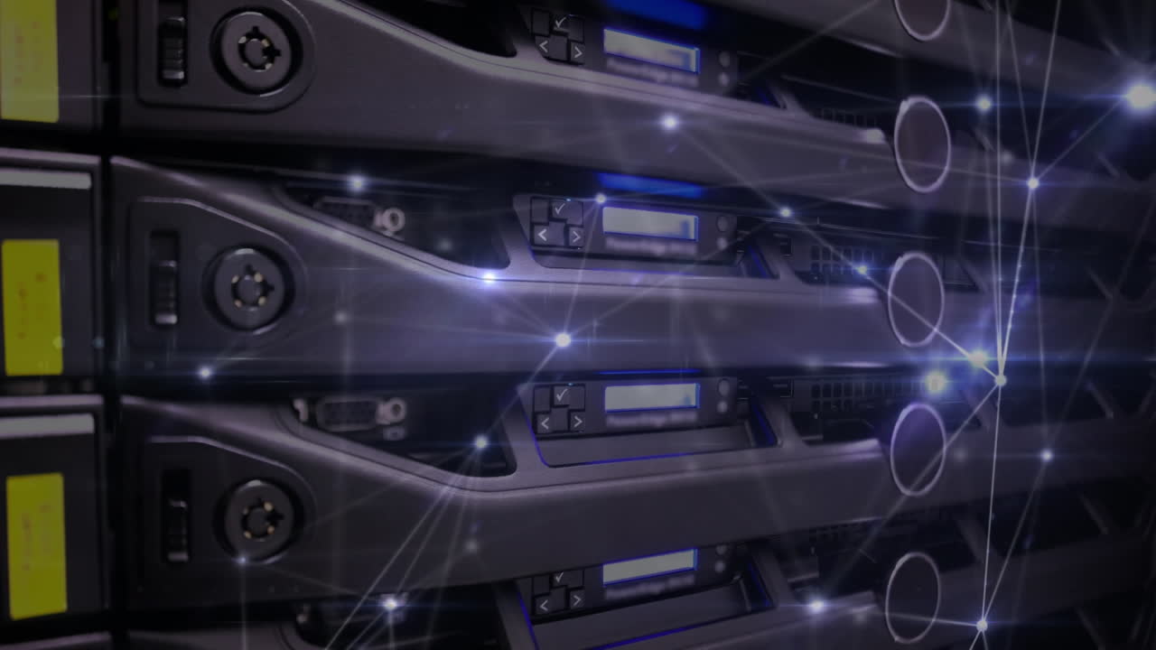 animación de la red de conexiones a través del hardware del servidor informático