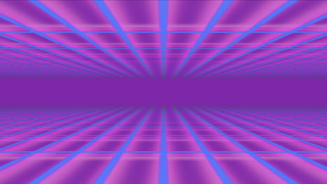 Lila-Rosa-Neon-Vaporwave-Retro-Perspektive,-Gitter-Retro-Hintergrund,-Endlosschleife-3D-Animation