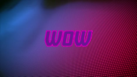 animación de texto wow sobre fondo púrpura y rosa