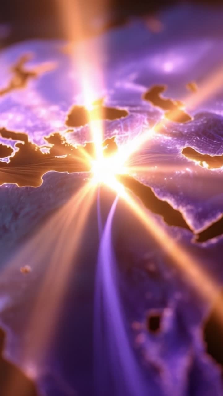 Conexiones energéticas vibrantes: Una impresionante visualización de la interconectividad de la red en Europa y Oriente Medio destacando el flujo de datos y la comunicación
