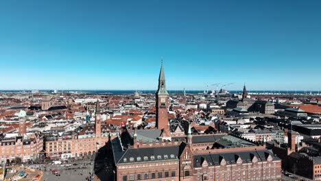 drone footage of copenhagen city center in denmark