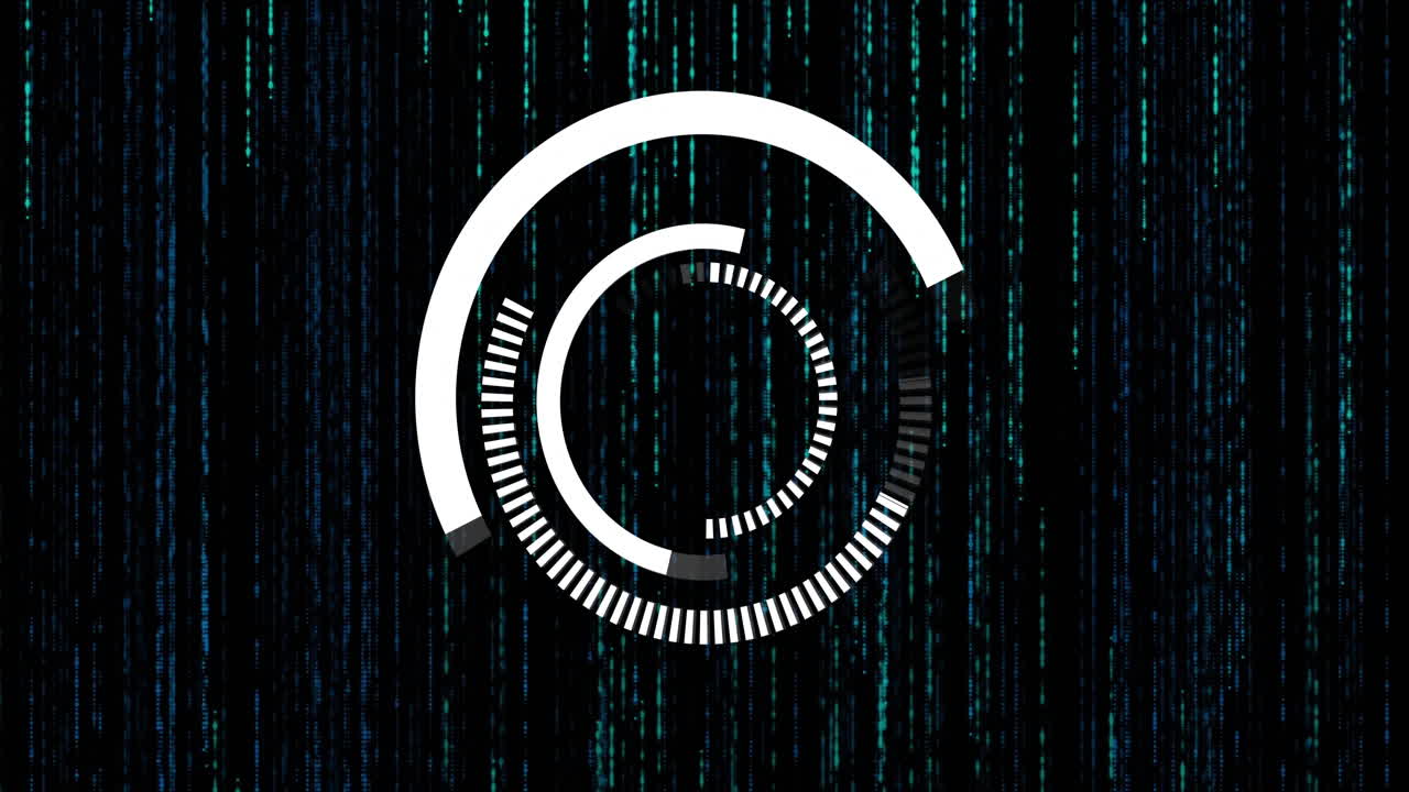 Animation of scope scanning and falling spots on black background