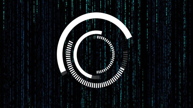 Animation of scope scanning and falling spots on black background