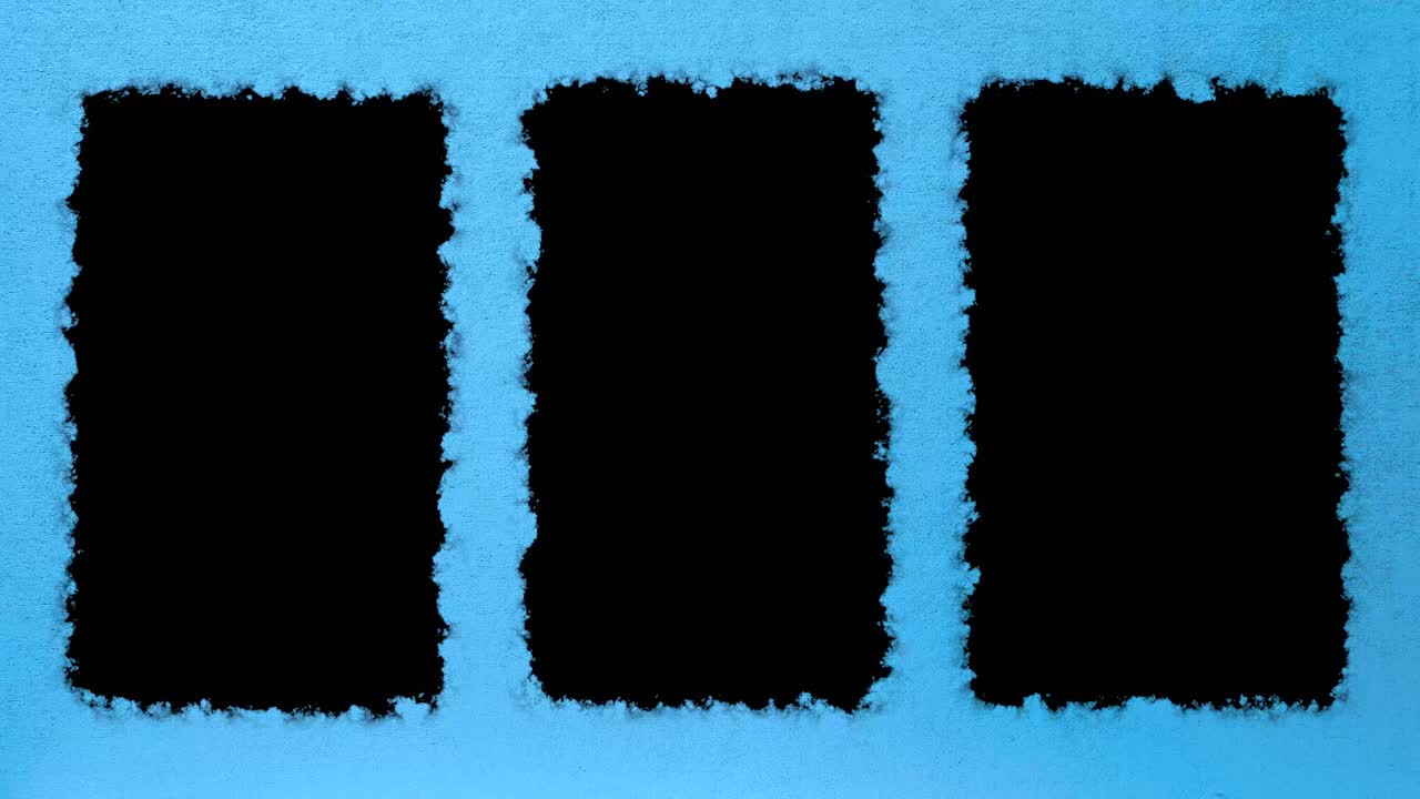 3 개의 수직 검은 상자 비디오 또는 영상 비디오에서 밝은 파란색 그라디언트 텍스처 된 종이 배경, 루마 키에 준비