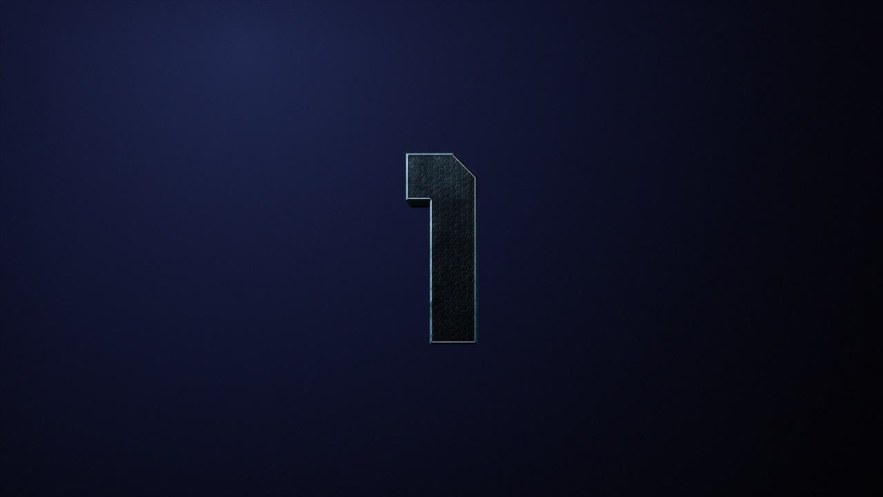 High quality 3D animated number Title Card or Chapter graphic, with hi tech sci-fi style 1 digit being zapped and sliced by a high powered laser, on a blue background