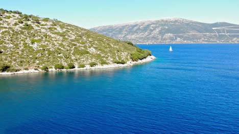 Calm-Blue-Waters-Of-Ithaca-Strait-From-Agia-Sofia-Beach-In-Greece