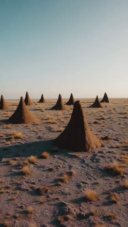 ant hills in the desert landscape
