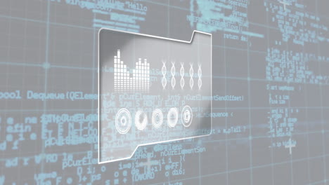 Animación-Del-Procesamiento-De-Datos-Financieros-En-Pantalla-Sobre-Cuadrícula-Sobre-Fondo-Gris