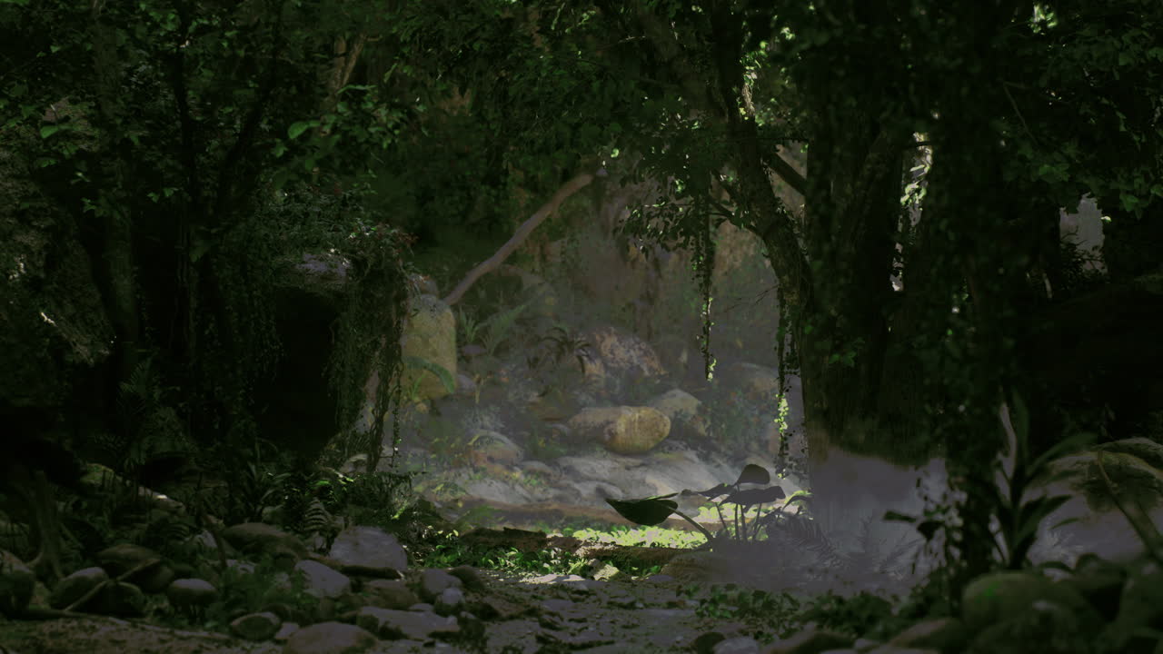 Lush Forest Path with Dense Vegetation