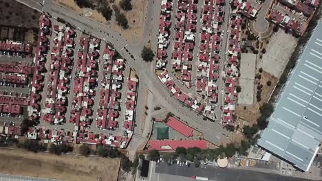 drone flight with overhead view of a neighborhood in the municipality of cuautitlan izcalli, near mexico city