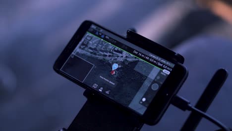 pantalla de navegación de la aplicación móvil de drones