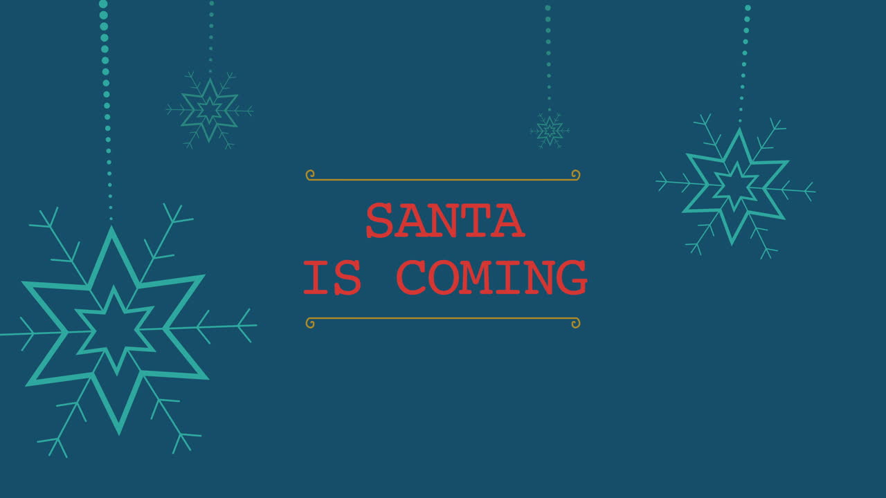 papá noel viene con copos de nieve colgantes en el gradiente azul