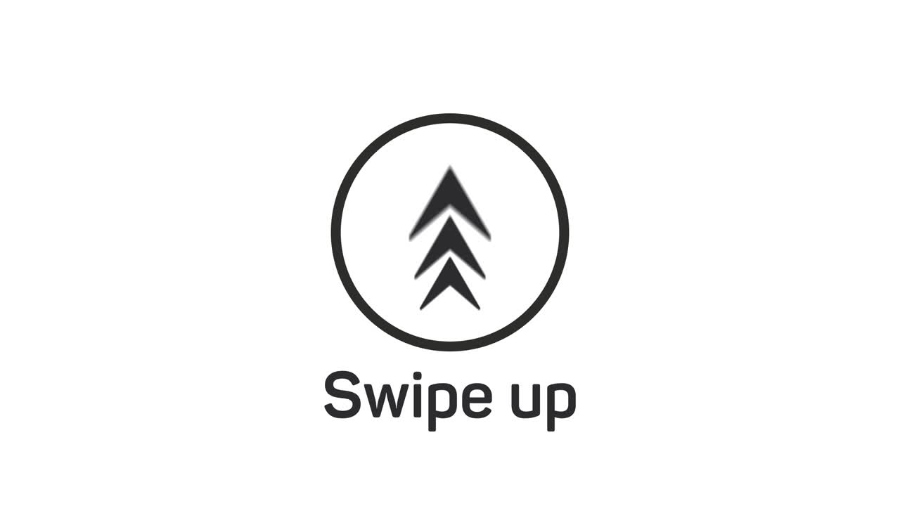 Social media swipe up arrows motion graphics animation. Alpha channel without background. Swipe up animation footage.