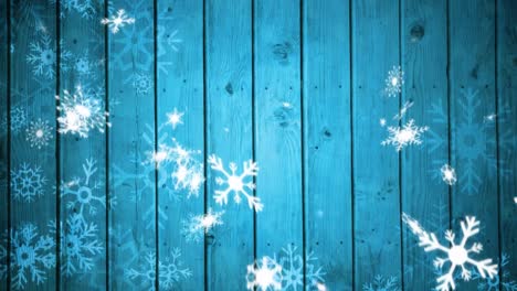 snow falling on blue background