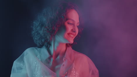woman in neon light