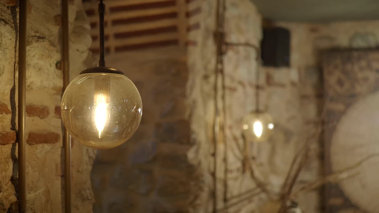 Interior lighting with glass sphere lamps