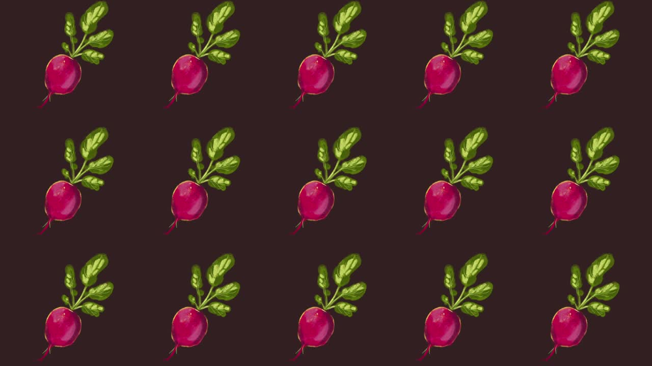 patrón de rábano, imágenes ideales para temas como recetas y cocina, animación en bucle para fondos