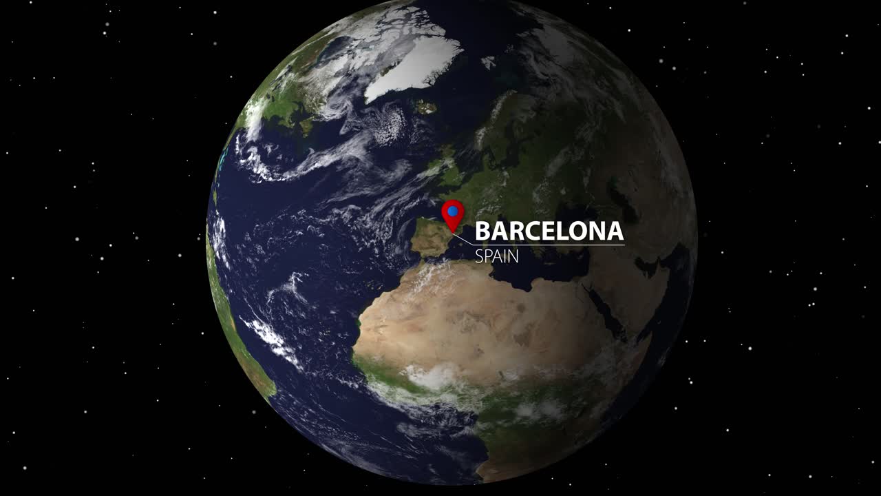 우주에서 바르셀로나를 점진적으로 근접적으로 볼 수 있습니다.