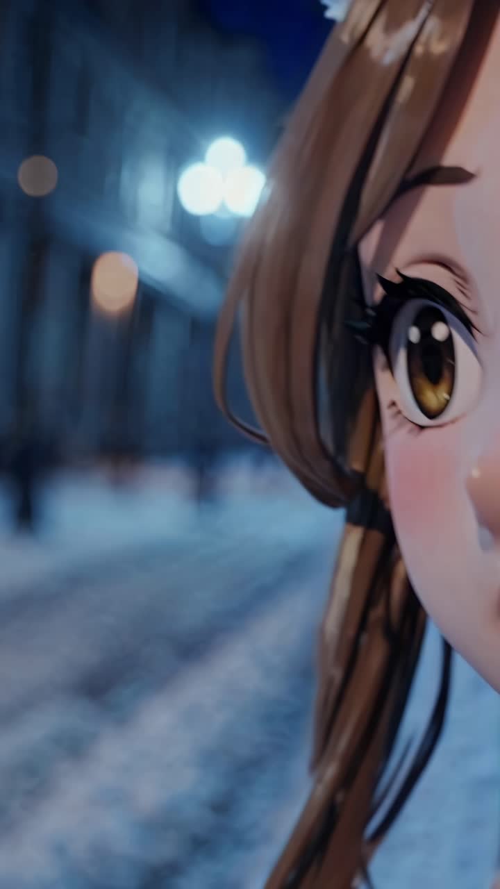 Close-up of an anime character with wide eyes, capturing a moment of surprise