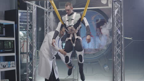 astronaut training simulation in a laboratory setting