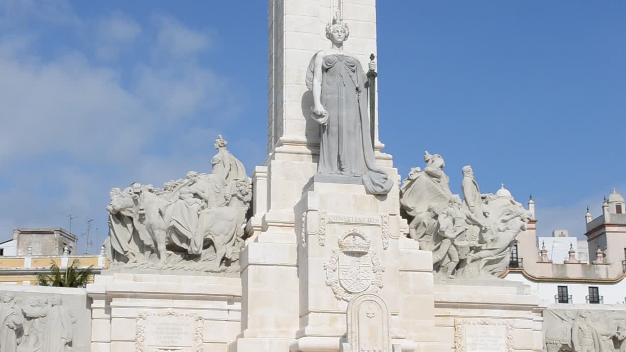 Monumento alla Costituzione di Cadice del 1812. Commemorazione della prima costituzione spagnola, promulgata a Cadice. "19 marzo 1812". Città di Cadice, Spagna, Andalusia