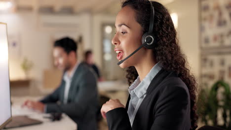 Call-center,-woman-and-communication-at-computer