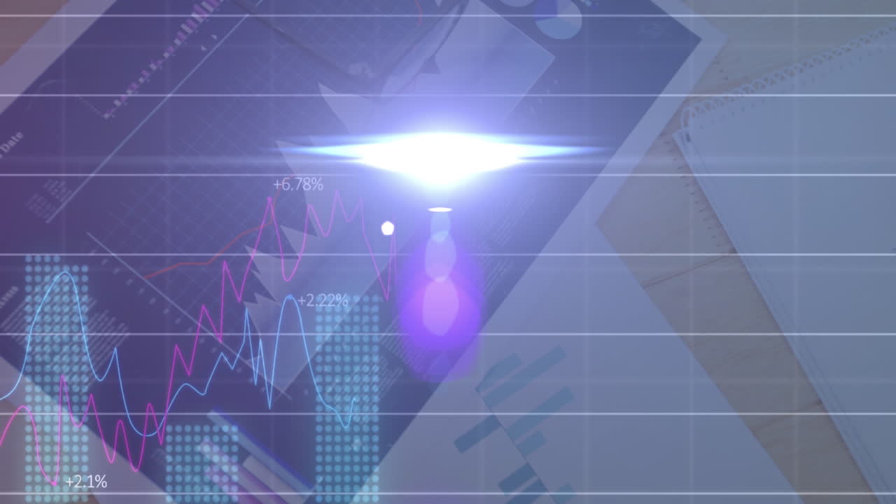 손으로 메모를 취하는 대신 재무 데이터 처리의 애니메이션