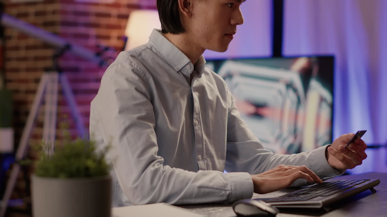 Person using credit card to shop online