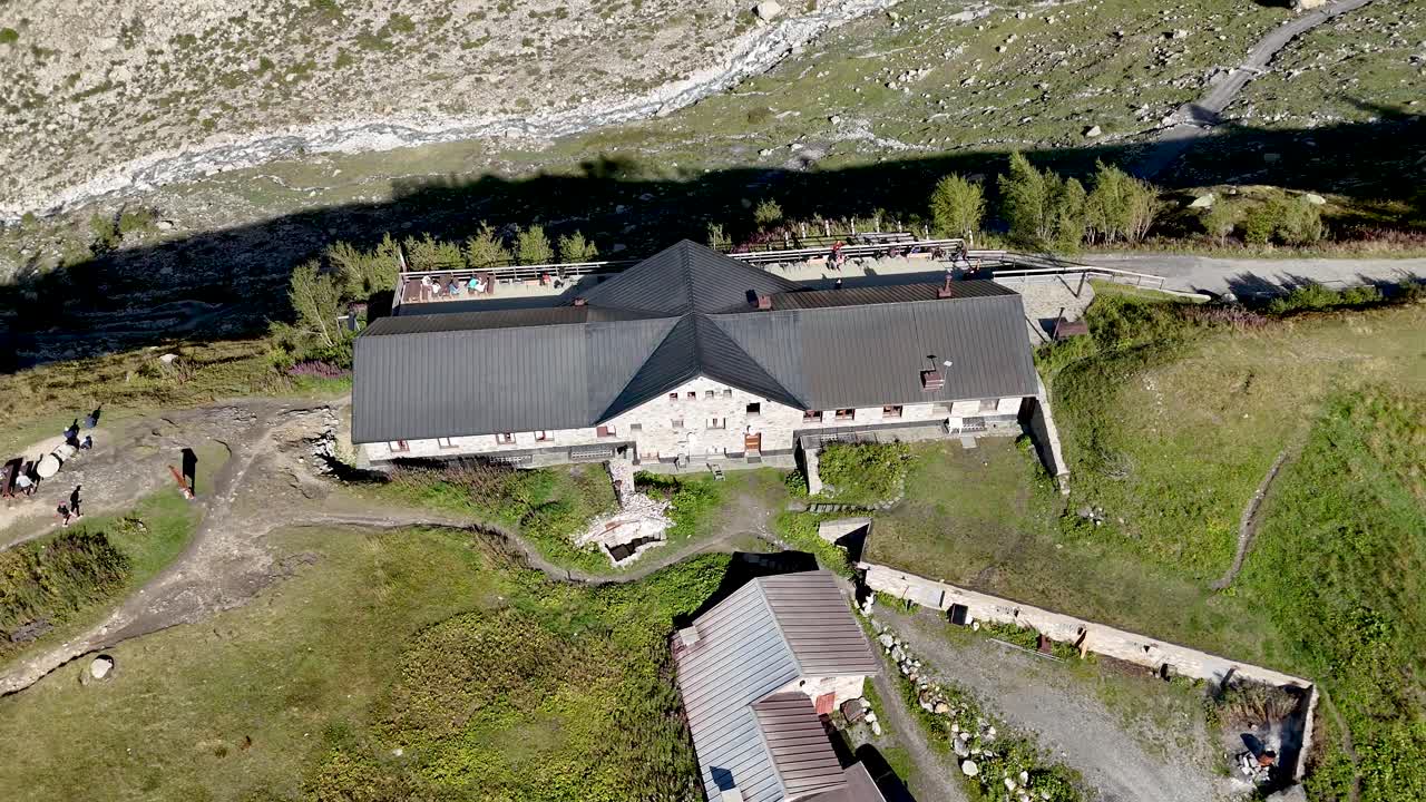 4k high resolution video of the famous Refuge Elena- Italy. A must go through point in the famous and beautiful TMB- Tour du Mont Blanc Trail