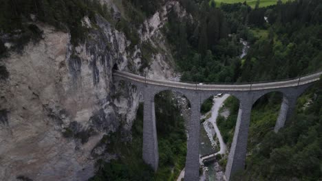 the famous landwasser viaduct flyover in canton graubunden in the alps