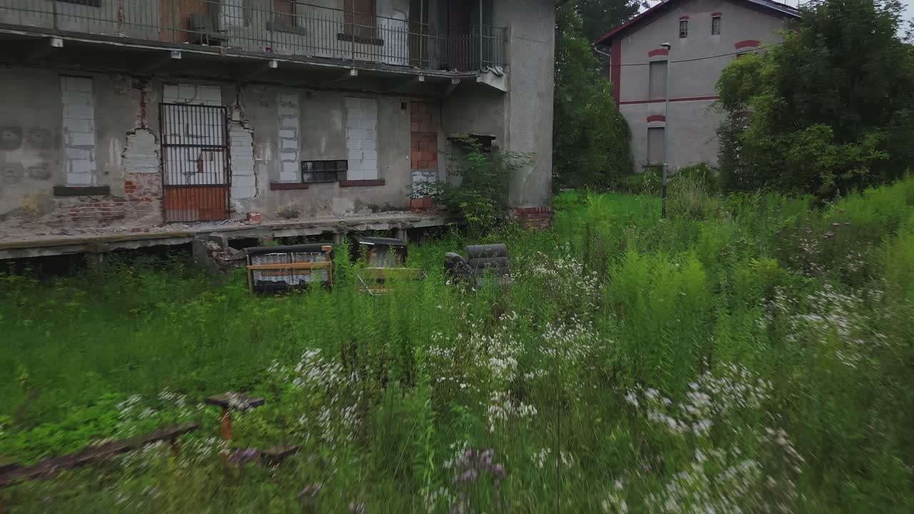 Post-Industrial mine workers derelict abandoned concrete accommodation